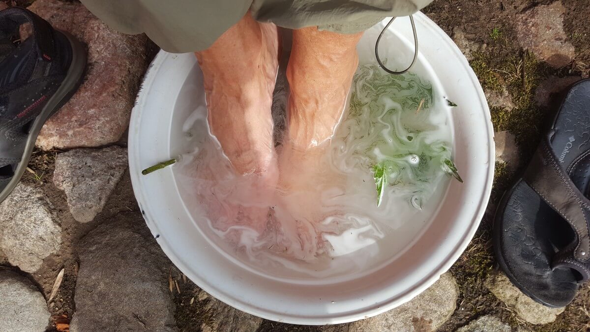 fodbad på vandretur